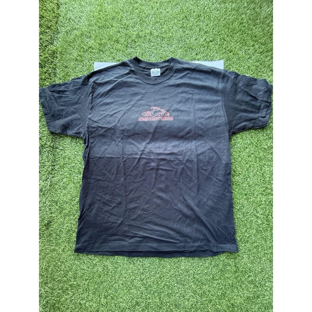 Vintage Orange County Choppers OCC T-Shirt Black Biker Size XL Double Sided Y2K